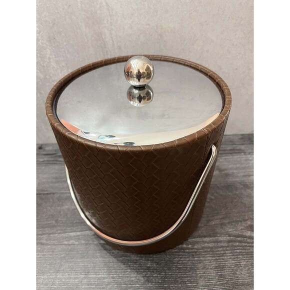 Kraftware Ice Bucket Brown  Vintage 1960's Retro Bar-Ware Mid Century Modern - Picture 4 of 10